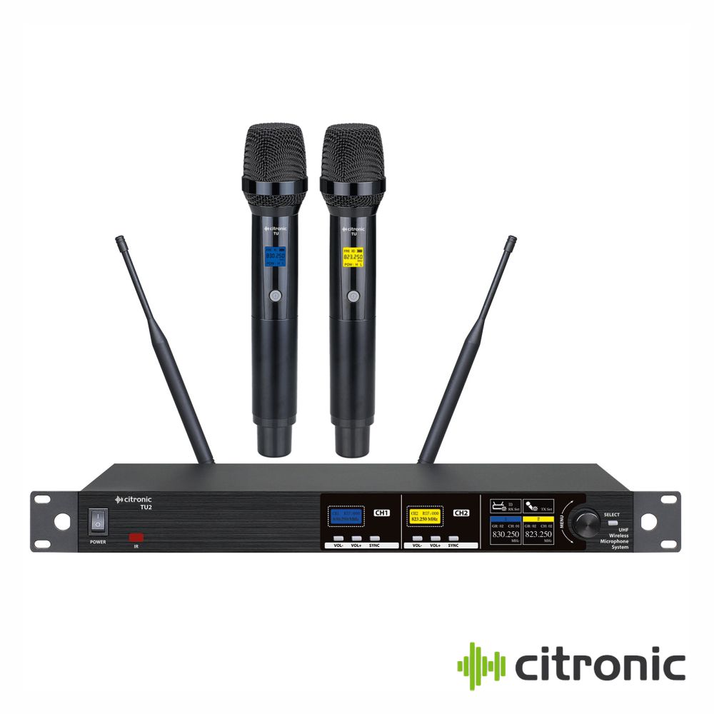 Central Microfones UHF Profissional S/ Fios 2 Canais