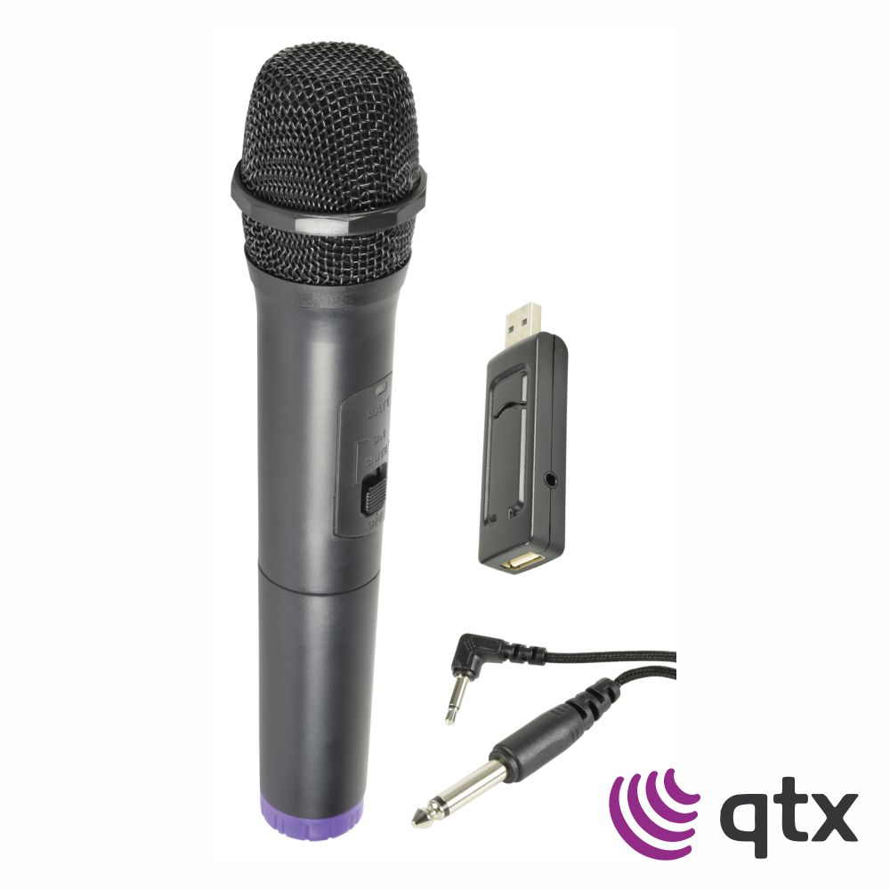 Microfone Mão UHF S/ Fios C/ Recetor USB QTX