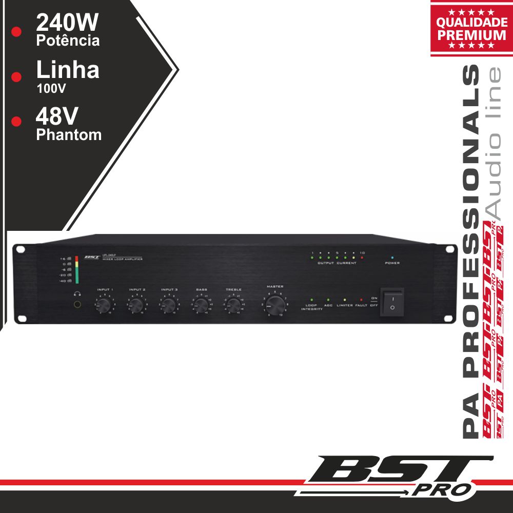 AMPLIFICADOR DE INDUÇÃO MAGNÉTICA 19" 240W PHANTOM BSTPRO