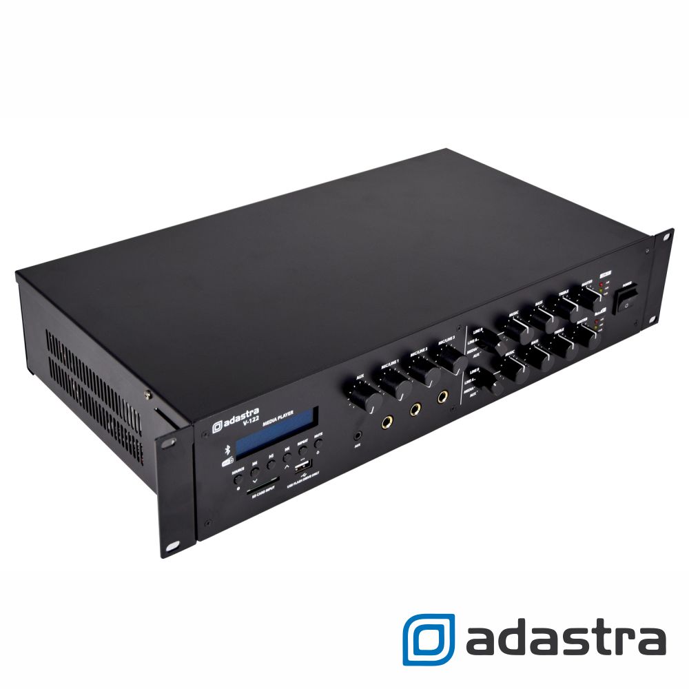Amplificador 100V 2 Zonas 2x120W DAB/FM/BT/USB/SD ADASTRA