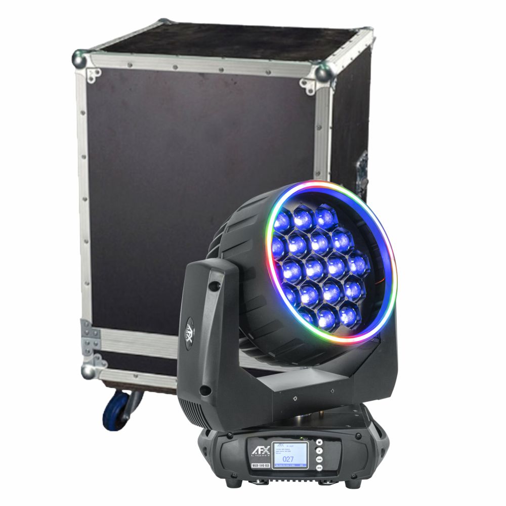 Moving Head 19x40W RGB DMX Mic Wash Zoom C/ Mala AFXLIGHT