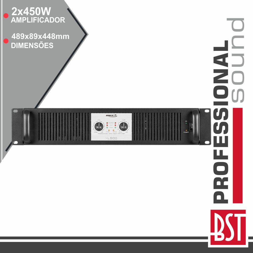 AMPLIFICADOR ÁUDIO PRO 2X450W SMPS 2/4/8 OHMS BST