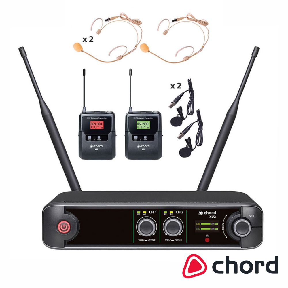 Central de Microfones UHF S/ Fios 2 Canais CHORD