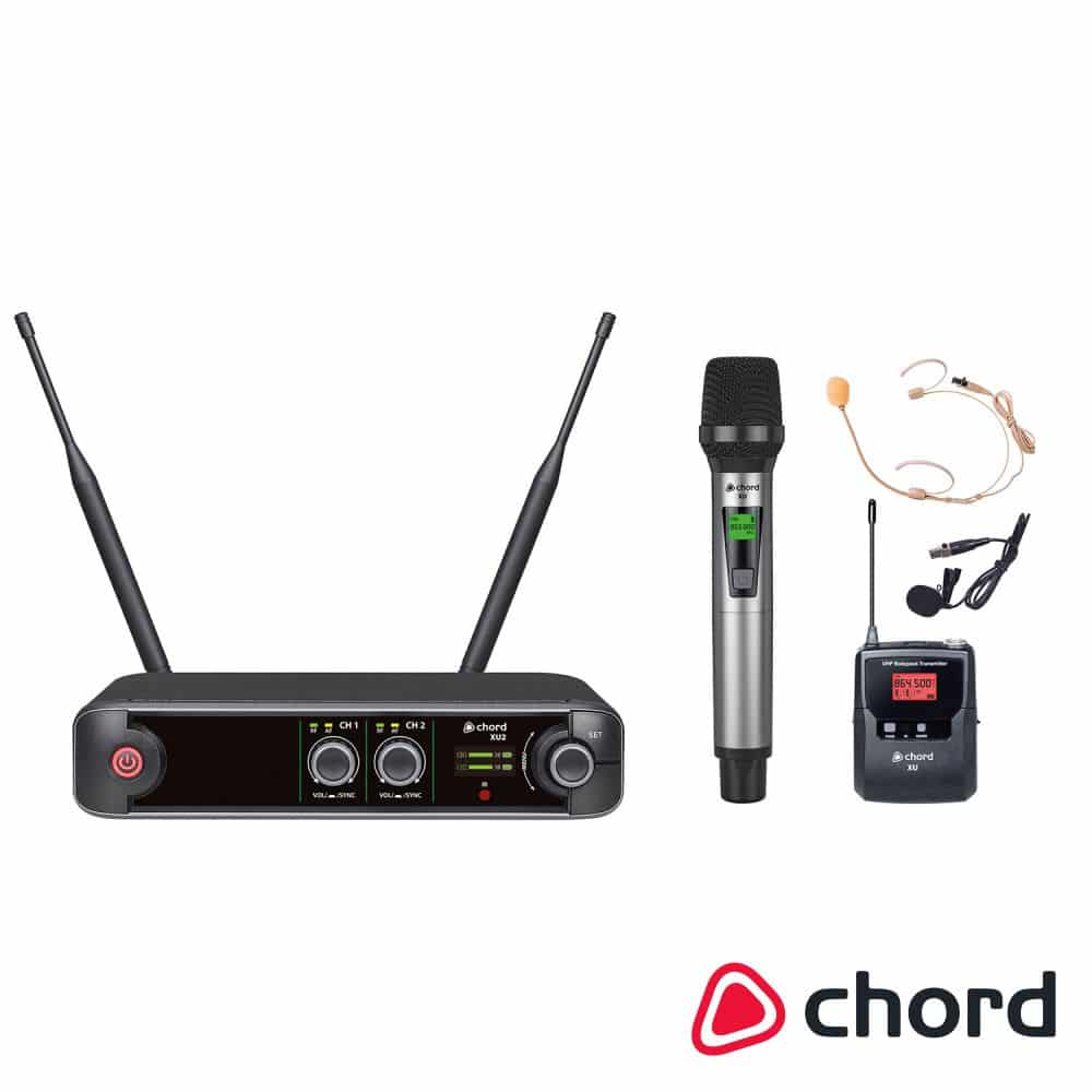 Central de Microfones UHF S/ Fios 2 Canais CHORD