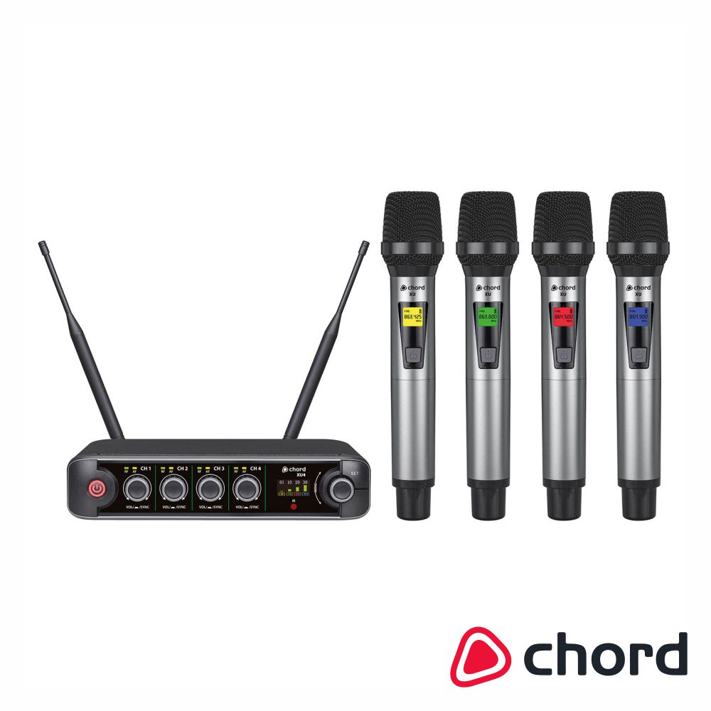 Central de Microfones UHF S/ Fios 4 Canais CHORD