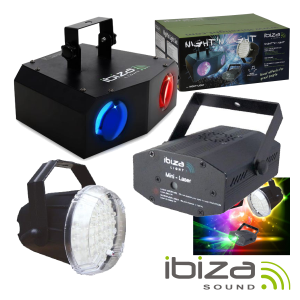 PACK PROJETOR 88 LEDS, ESTROBOSCÓPIO 10W E LASER 55MW IBIZA